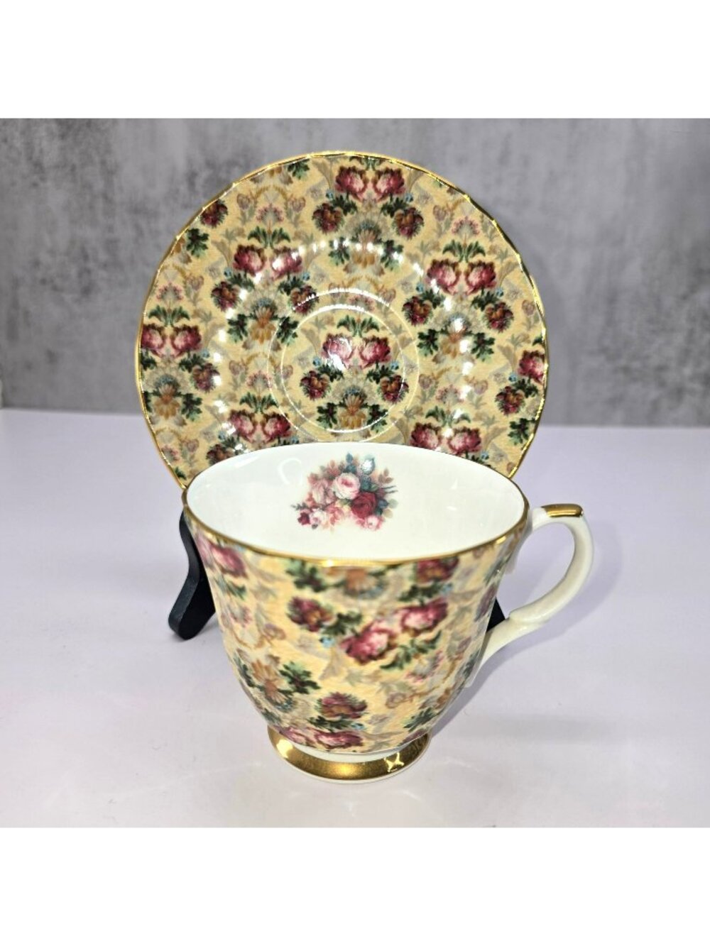 Royal Patrician Tea Cup & Saucer Chintz Staffordshire England Vintage VL5111